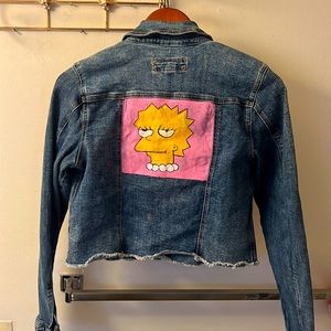 Hand painted Lisa Simpson denim jacket size M